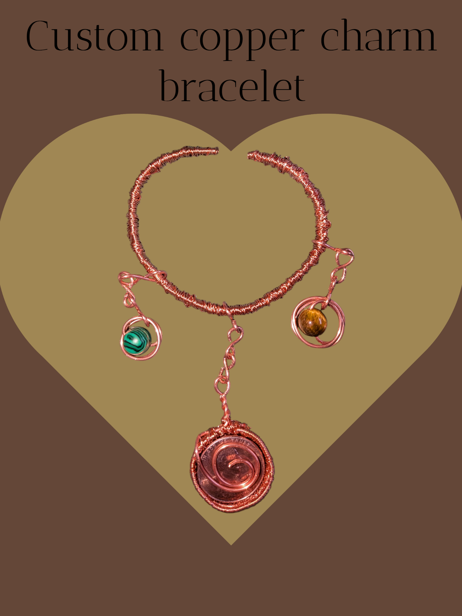 Copper pennies charm bracelet