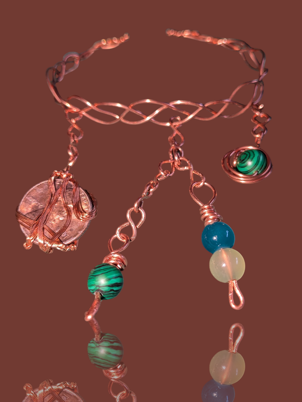 Copper pennies charm bracelet