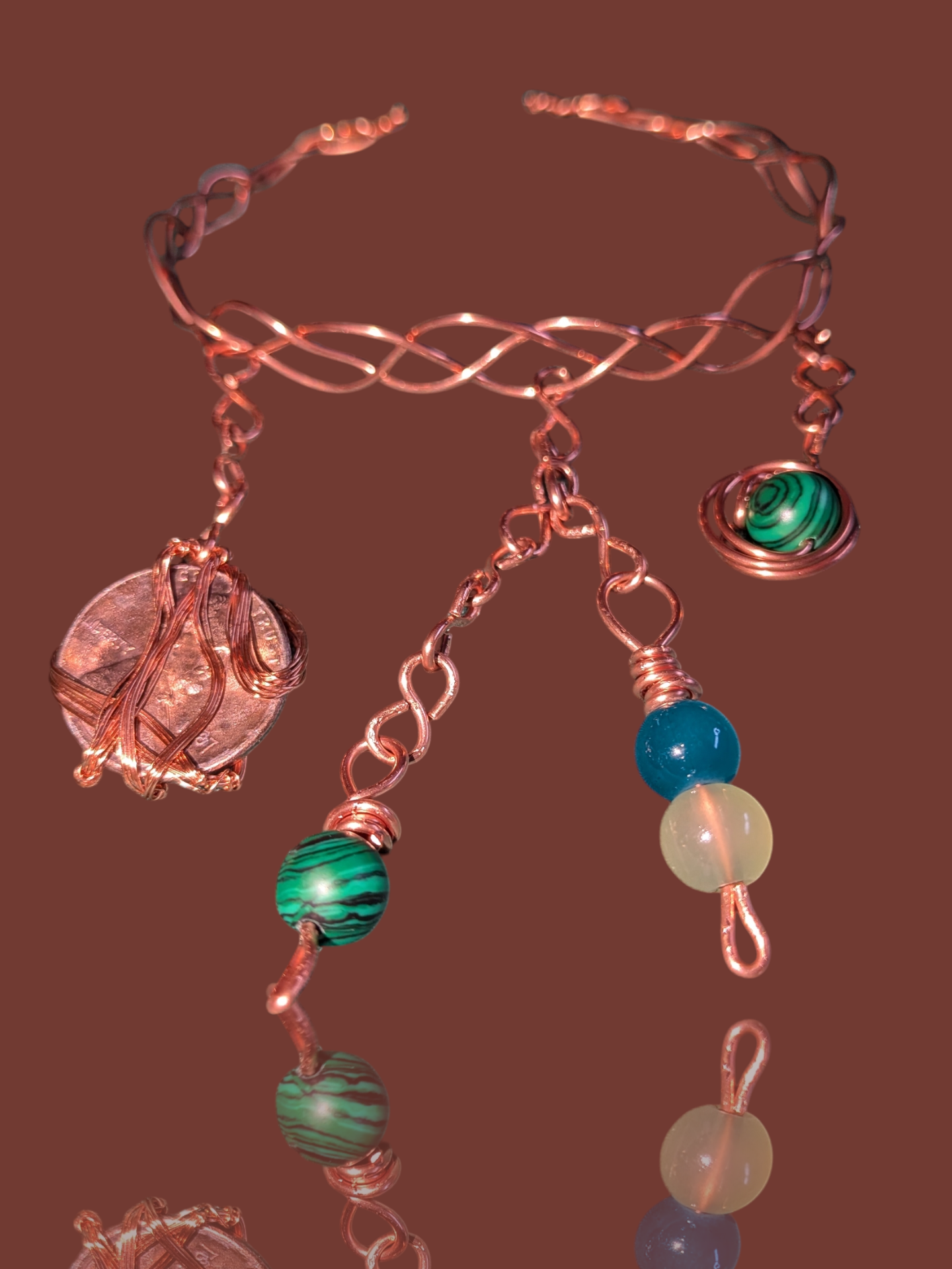 Copper pennies charm bracelet